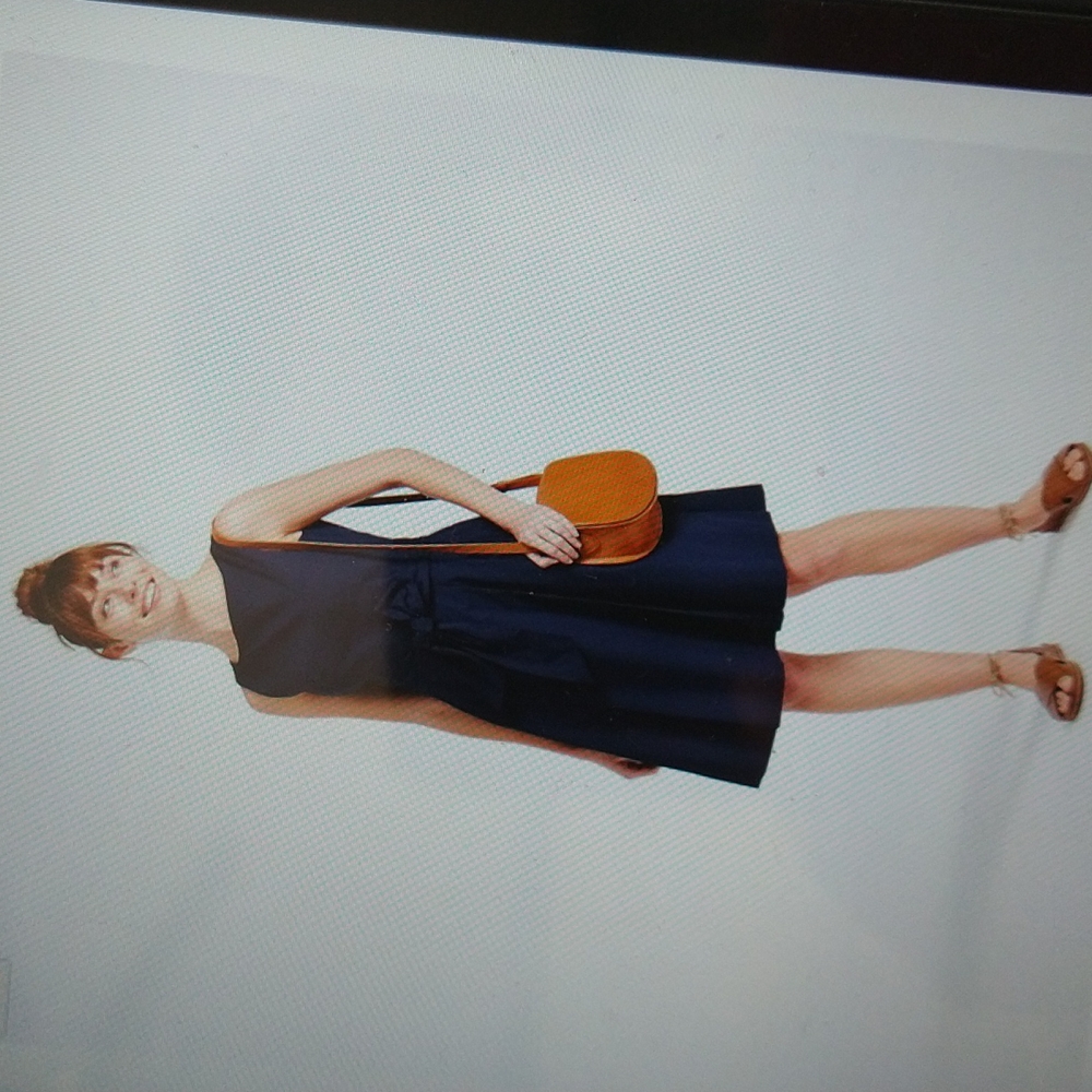 L L Bean Navy sleeveless blue poplin dress